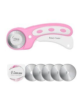 45mm Rotary Cutter with 5pcs Extra Blades, Ergonomic Handle Rolling Cutter